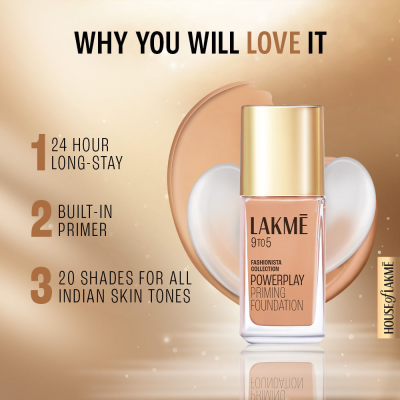 Lakme: 9 to 5 Powerplay Priming Foundation W120 Warm Creme Lakme: 9 to 5 Powerplay Priming Foundation W120 Warm Creme