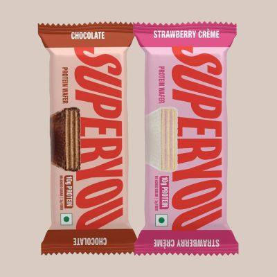 SuperYou: Strawberry and Chocolate Protein Wafer Bar Combo|10g Protein, 3g Fiber, No Added Sugar 40g each