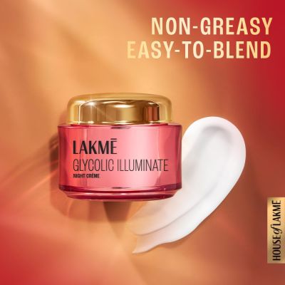 Lakme: Glycolic Illuminate Night Cream with Glycolic Acid & 1% Niacinamide for Skin Cell Regeneration Lakme: Glycolic Illuminate Night Cream with Glycolic Acid & 1% Niacinamide for Skin Cell Regeneration