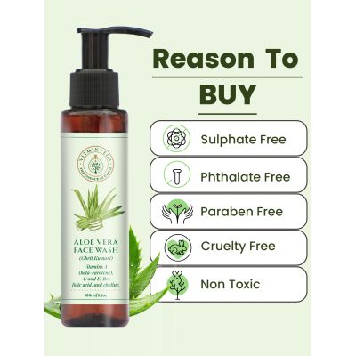 VITMINVEDA: Natural Aloe Vera & Glycerine Extract Face Wash with Vitamin A, C, E 100gm
