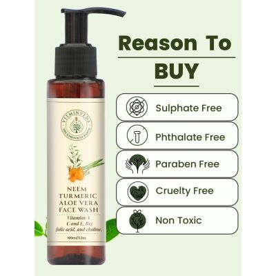 VITMINVEDA: Natural Neem Turmeric Aloe Vera Face Wash 100ml