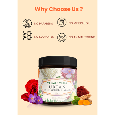 VITMINVEDA: Ubtan Face Pack  Scrub & Mask 100gm