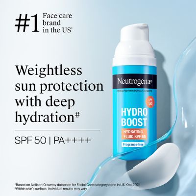 Neutrogena: Hydroboost hydrating fluid Sunscreen Moisturizer SPF 50 - Weightless sun Protection
