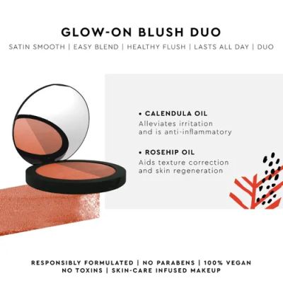 Kiro Beauty: Glow-on Blush Duo Perfect Pink - Fresh Grapefruit - 9gm