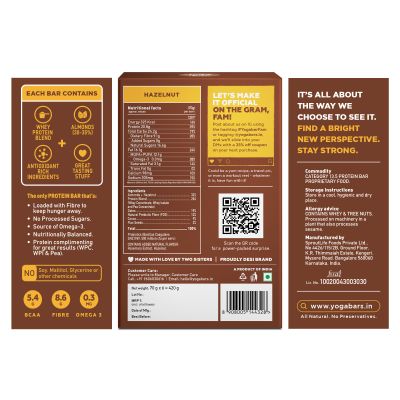 YogaBar: Hazelnut Toffee Protein Bars - 360gm (Pack of 6)