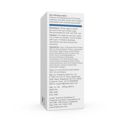 Fixderma Cosmetic Laboratories: Eye Refining Matrix Under Eye Gel - 15 gm