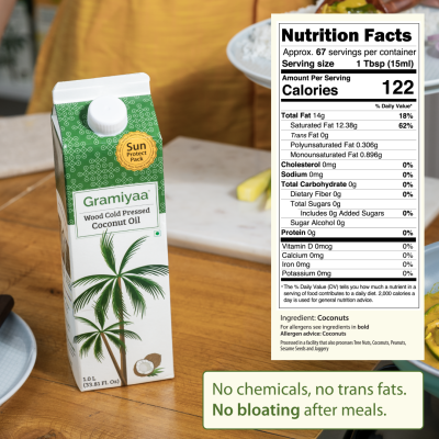 Gramiyaa: Gramiyaa Cold Pressed Coconut Oil 2 Litre