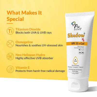 Fixderma: Shadow RX Sunscreen SPF 55+ Gel PA+++  - 75gm