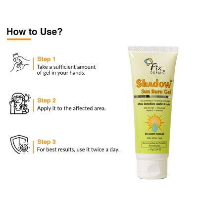 Fixderma: Shadow Sun Burn Gel with 20% Aloe Vera Gel & Vitamin E -  75gm