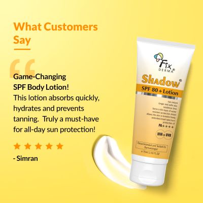 Fixderma: Shadow Sunscreen SPF 80+ PA++++ Lotion Oily Skin & Dry Skin - 75ml