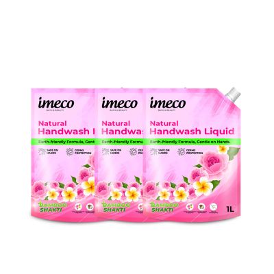 IMECO: Bamboo Handwash Liquid | 99.9% Germs Protection | 1L Pouch | Pack of 3