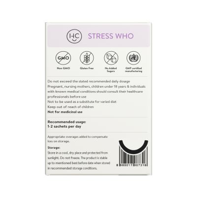 Happy Cultures: Stress Who  Ashwagandha KSM66, Magnesium & L-Theanine | Stress & Anxiety Relief | 15 Sachets (2g Each)