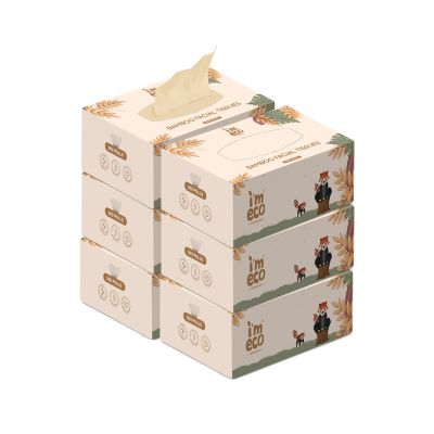IMECO: Bamboo Facial Tissue | Soft & Highly Absorbent | 2-Ply | 200 Pulls Per Pack | Pack of 6