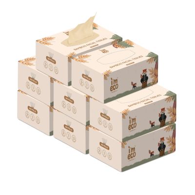 IMECO: Bamboo Facial Tissue | Soft & Highly Absorbent | 2-Ply | 200 Pulls Per Pack | Pack of 8