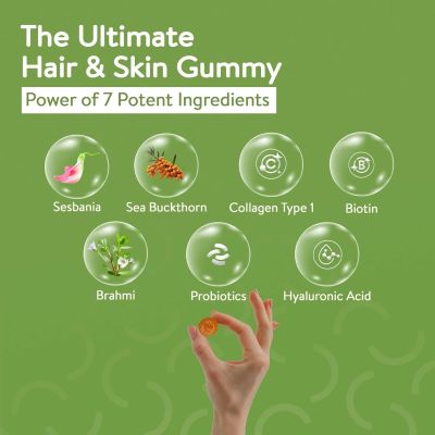 Happy Cultures: Grow and Glow | Hair Fall Control & Glowing Skin | 30 gummies