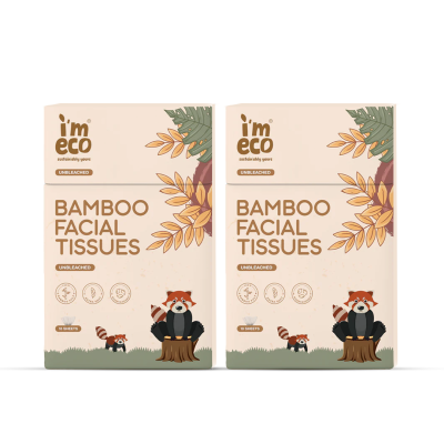 IMECO: Bamboo Pocket Tissue | Ultra-Soft Travel Friendly Facial Wipe | 10 Pulls Per Pack | Pack of 2