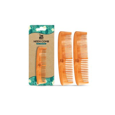 IMECO: Dual Tooth Neem Wood Comb | Neem Comb | Unisex | Pack of 2