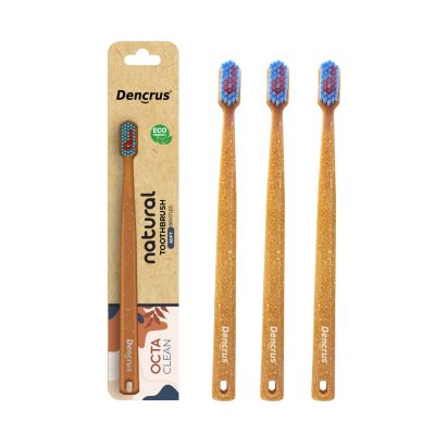 DENCRUS: Octa Clean Eco-Friendly Toothbrush | Octagonal Handle With Soft Bristles | Pack of 3