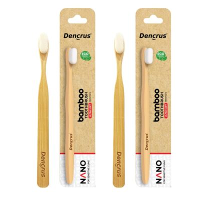 DENCRUS: Nano bamboo Toothbrush | 100% Natural Bamboo Toothbrush for Sensitive Gums & Teeth | Pack of 2