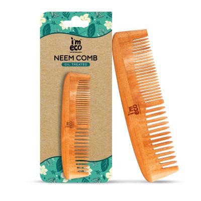 IMECO: Dual Tooth Neem Wood Comb | Neem Comb For All Hair Types | Unisex | Pack of 1