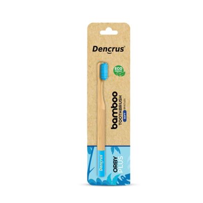 DENCRUS: Orby Plus Bamboo Toothbrush For Adults | 100% Natural Soft Bristles | Blue | Pack of 1