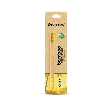 DENCRUS: Orby Plus Bamboo Toothbrush For Adults | 100% Natural Soft Bristles | Yellow | Pack of 1