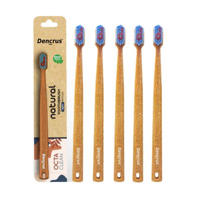 DENCRUS: Octa Clean Eco-Friendly Toothbrush | Octagonal Handle With Soft Bristles | Pack of 5