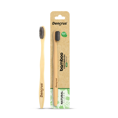 DENCRUS: Natural Clean Bamboo Toothbrush | Charcoal Activated Soft Bristles | Pack of 1