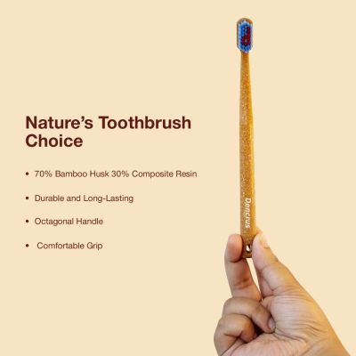 DENCRUS: Octa Clean Eco-Friendly Toothbrush | Octagonal Handle With Soft Bristles | Pack of 1