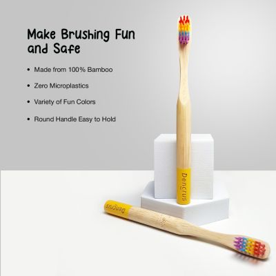 DENCRUS: Orby Kids Bamboo Toothbrush For Kids | 100% Natural Soft Bristles | Rainbow | Pack of 5