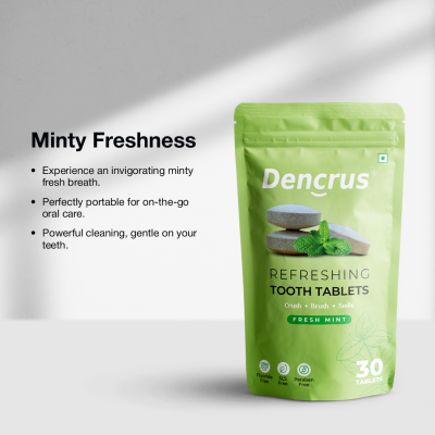 DENCRUS: Tooth Tablets | REFRESHING MINT Flavour | 30 Tablets
