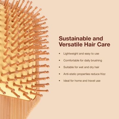 IMECO: Bamboo Hair Brush Comb | Flat Paddle Brush Comb | Detangling Hair | Unisex | Pack of 2