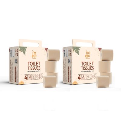 IMECO: Bamboo Toilet Tissue Rolls | Unbleached | 3 Ply | 4 Rolls Set | 220...