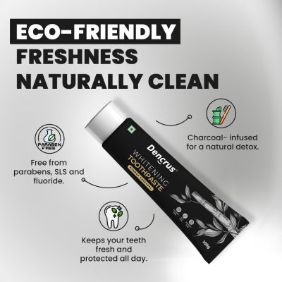 DENCRUS: Charcoal Toothpaste | Fluoride-Free | 100gm