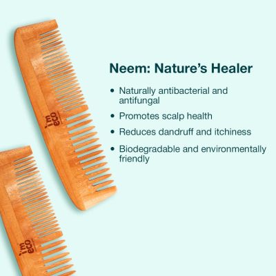 IMECO: Dual Tooth Neem Wood Comb | Neem Comb | Unisex | Pack of 2