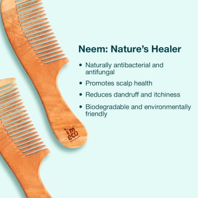 IMECO: Wide Tooth Neem Wood Comb | Neem Comb | Unisex | Pack of 2