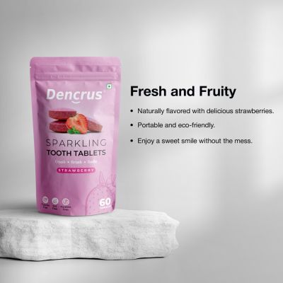 DENCRUS: Tooth Tablets | STRAWBERRY Flavour | 60 Tablets