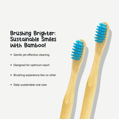 DENCRUS: Orby Kids Bamboo Toothbrush For Kids | 100% Natural Soft Bristles | Blue | Pack of 3