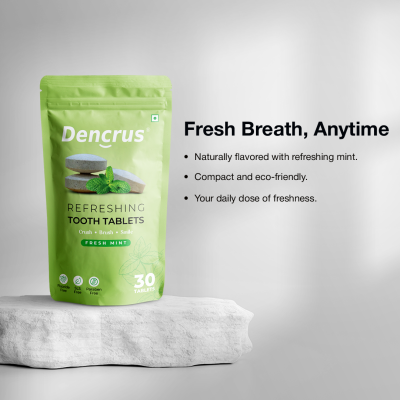 DENCRUS: Tooth Tablets | REFRESHING MINT Flavour | 30 Tablets