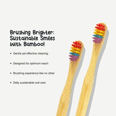 DENCRUS: Orby Kids Bamboo Toothbrush For Kids | 100% Natural Soft Bristles | Rainbow | Pack of 5