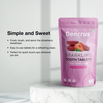 DENCRUS: Tooth Tablets | STRAWBERRY Flavour | 60 Tablets