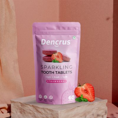 DENCRUS: Tooth Tablets | STRAWBERRY Flavour | 60 Tablets