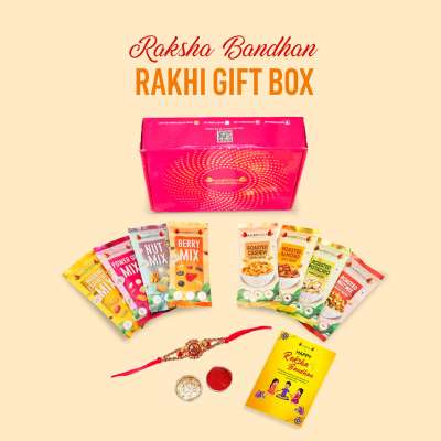 Ambrosia: Trail Mixes Delight Rakhi Gift Hamper 320gm (each pack 40gm)