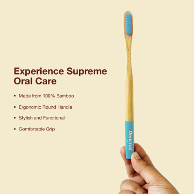DENCRUS: Orby Plus Bamboo Toothbrush For Adults | 100% Natural Soft Bristles | Red, Blue, Yellow, Lavender, Pink | Pack of 5