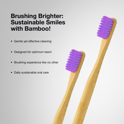 DENCRUS: Orby Plus Bamboo Toothbrush For Adults | 100% Natural Soft Bristles | Lavender | Pack of 3