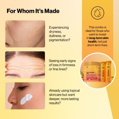 SETU: Radiant Skin Combo- 8g Marine Collagen + Ceramosides- 300gm & 8-in-1 Glutathione Fizzy 30 Tabs, Reduces Hyperpigmentation, Wrinkles, Fine Lines & Supports Supplement, Healthy Skin for Men & Women