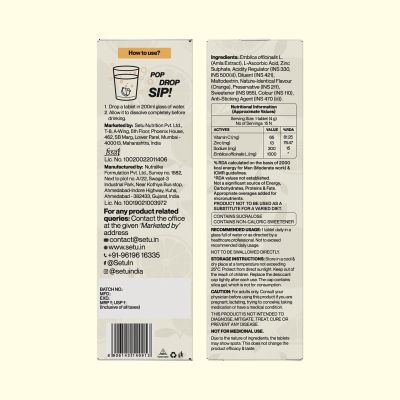 SETU: Vitamin C Fizz Effervescent Tablets - (15 Tablets, Orange) Pack of 2