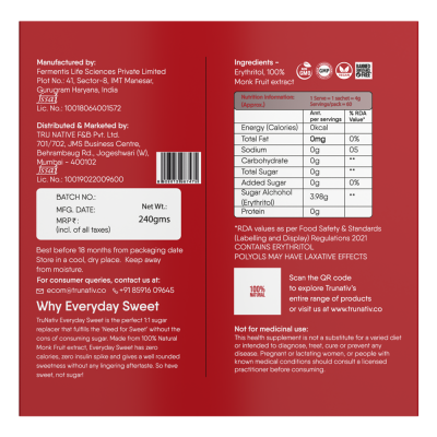 TruNativ: Monk Fruit Extract Natural Sweetner 960g