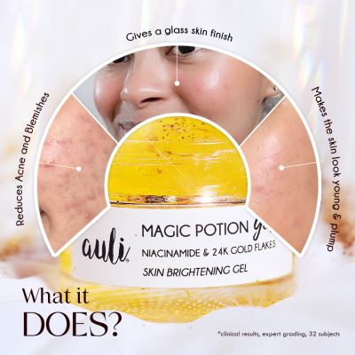 AULI: Niacinamide & 24k Gold Flakes Hydrator - MAGIC POTION GOLD 60gm