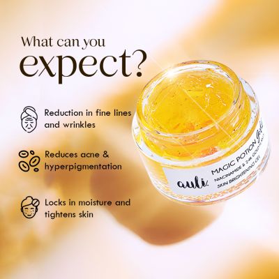AULI: Niacinamide & 24k Gold Flakes Hydrator - MAGIC POTION GOLD 60gm